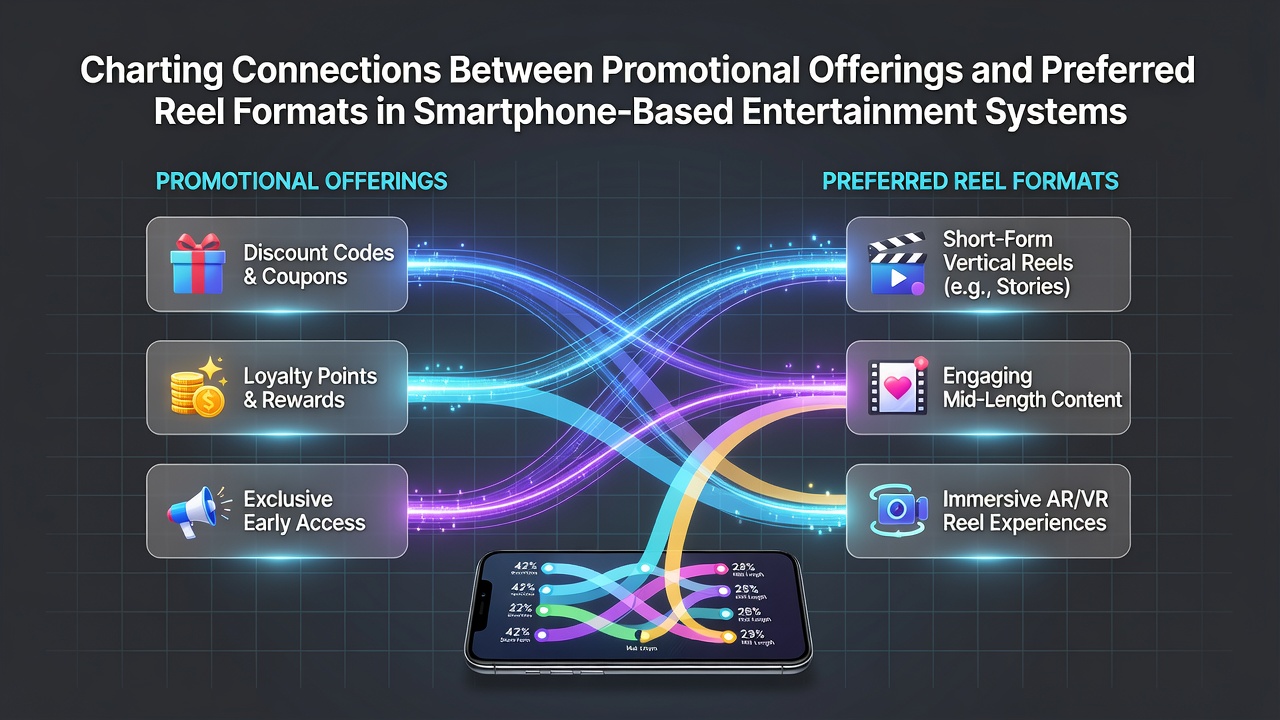 Smartphone screen displaying various slot reel formats with promotional banners overlaid in a mobile gaming interface