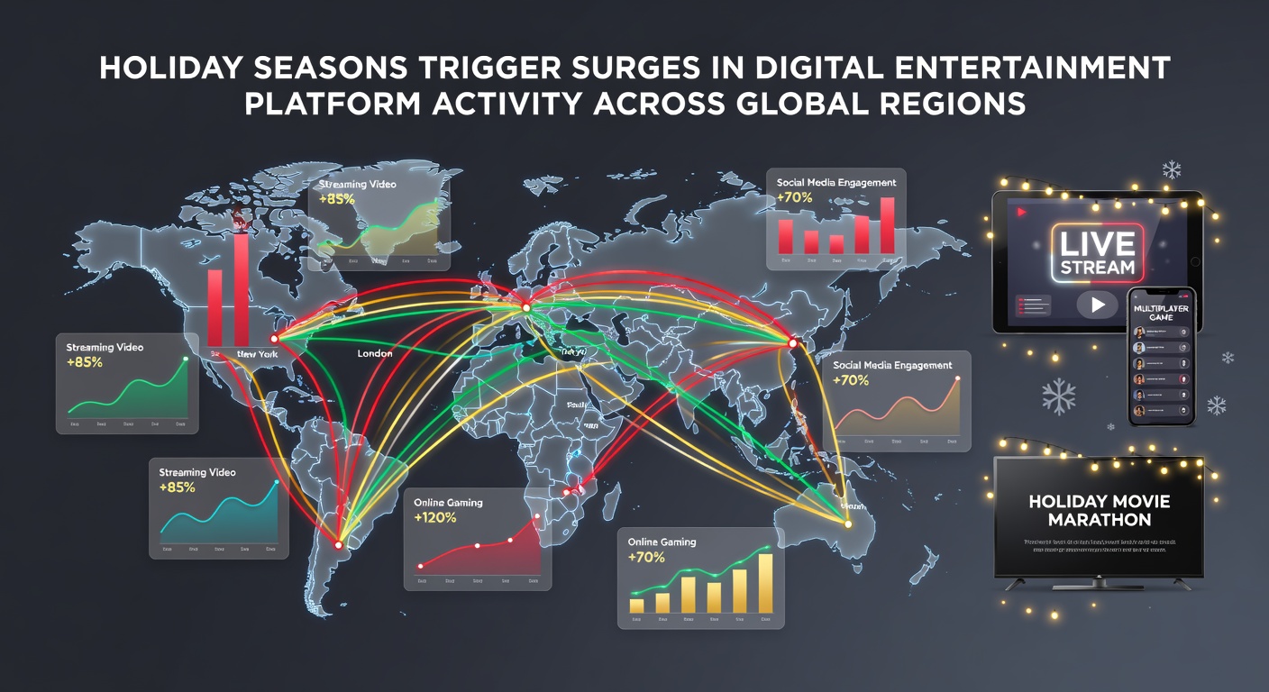 Charts and graphs displaying spikes in digital platform activity during holiday seasons