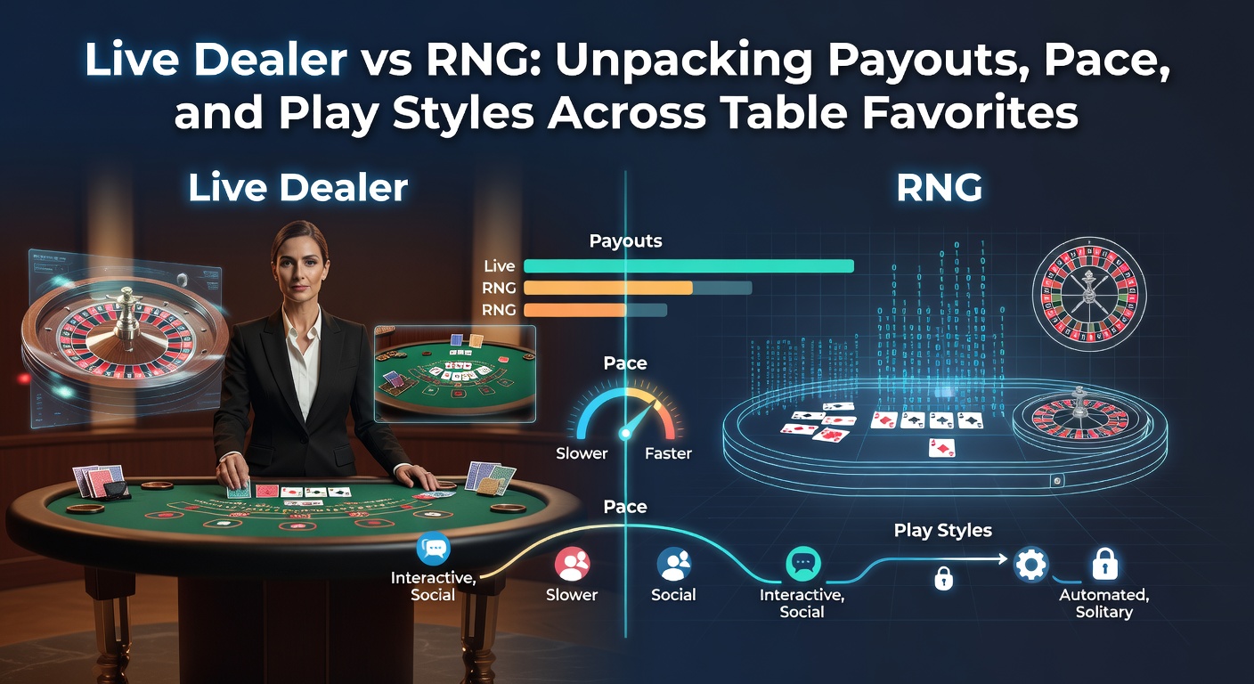 Dynamic action shot of a live dealer dealing baccarat cards at a high-tech table alongside an RNG poker interface showing rapid hand simulations, emphasizing pace and style contrasts