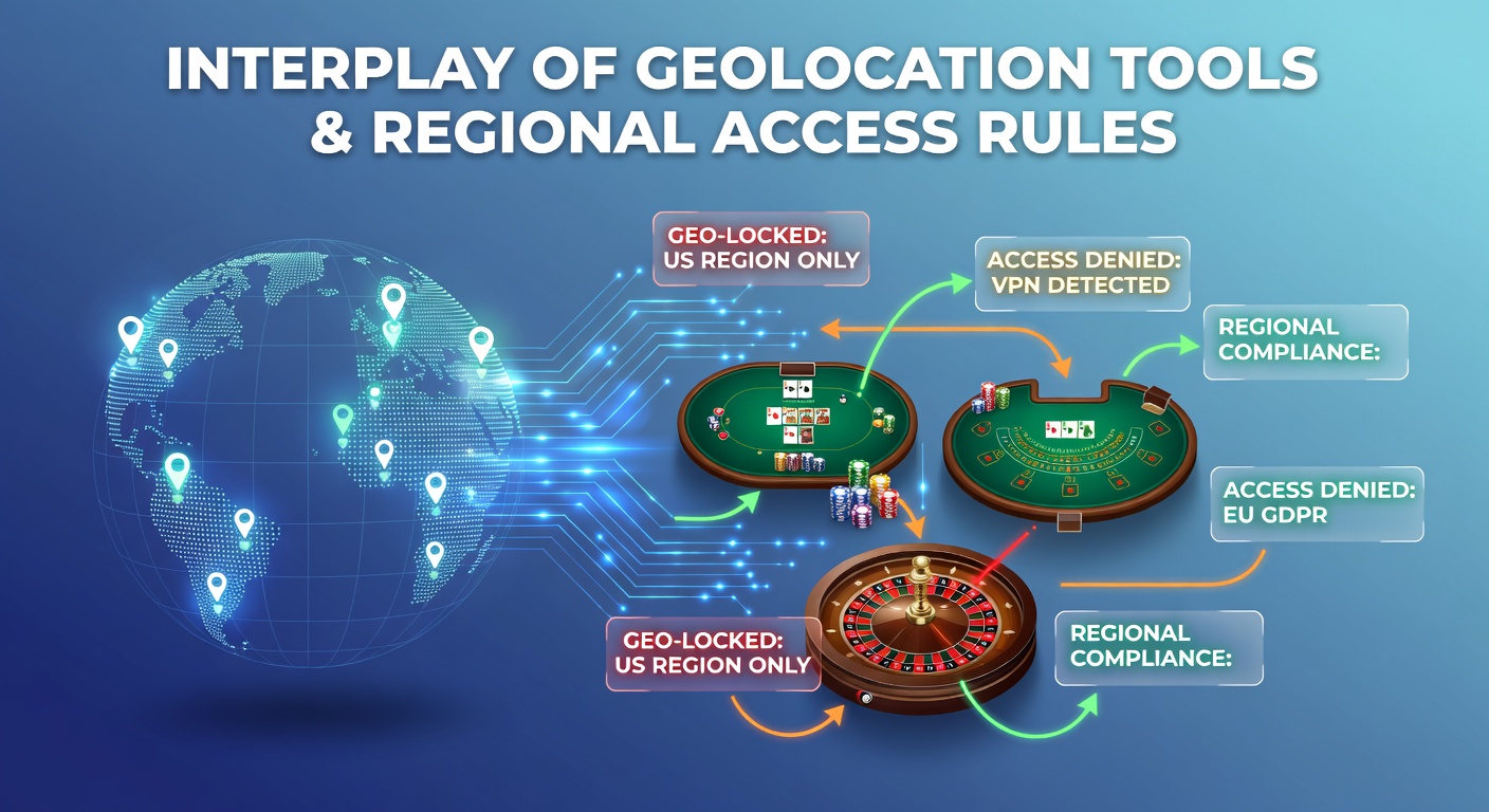 Geolocation technology interface showing regional access verification for digital table game platforms