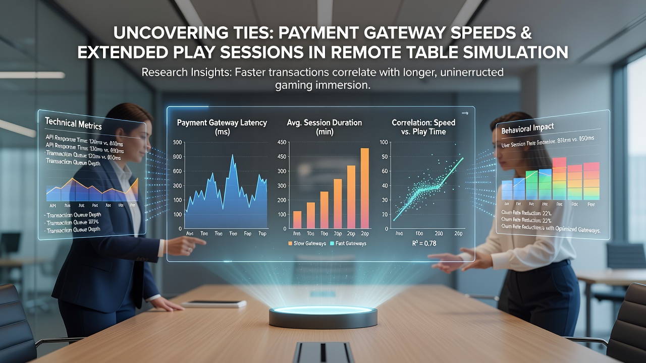 Comparative charts showing payment gateway latency versus average session duration across international table game sites